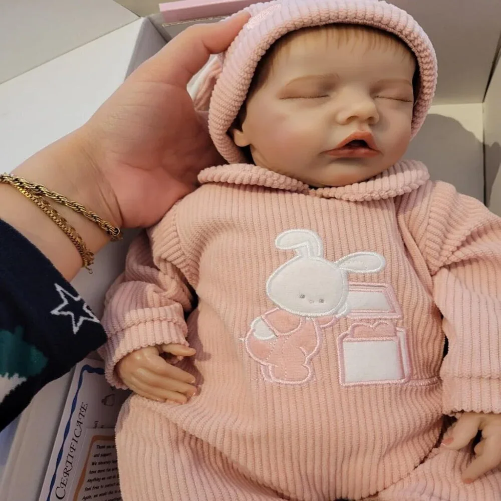 🆕18inch Soft Cloth Body Newborn Baby Poseable Limbs Pink Bella Doll Baby Girl